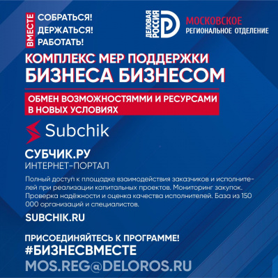Комплекс мер поддержки бизнеса бизнесом: Субчик.ру